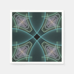 Serviette En Papier Art graphique géométrique fractal sarcelle moderne