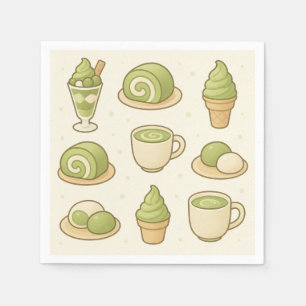 Serviette En Papier Art inspiré du Japon pour les desserts au matcha.