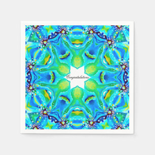 Serviette En Papier Art mandala artistique chic en couleurs aqua