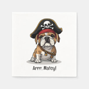 Serviette En Papier Art Matey Pirate Français Bulldog Skull Crossbones