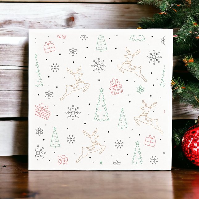 Serviette En Papier Art minimaliste moderne de Noël (Créateur téléchargé)