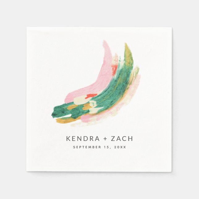 Serviette En Papier Art moderne Abstrait Peint Strokes Mariage (Devant)