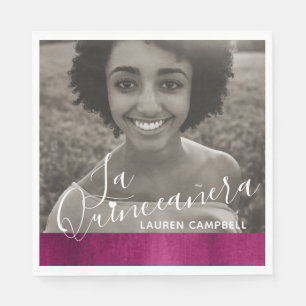 Serviette En Papier Art moderne rose rouge La Quinceañera photo