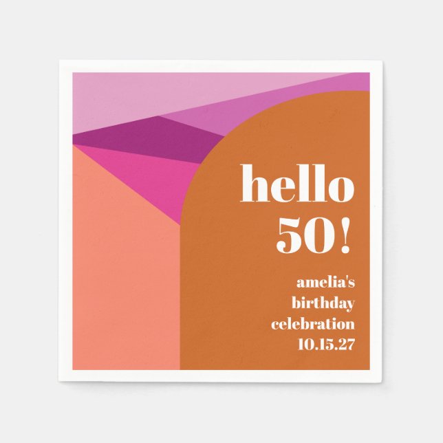 Serviette En Papier Art moderne violet en terre cuite Custom 50e anniv (Devant)