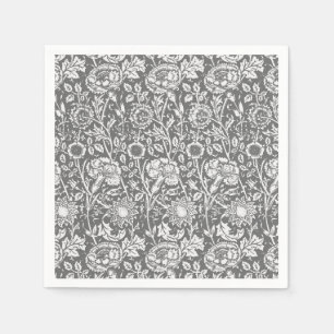Serviette En Papier Art Nouveau Carnation Damas, gris / gris