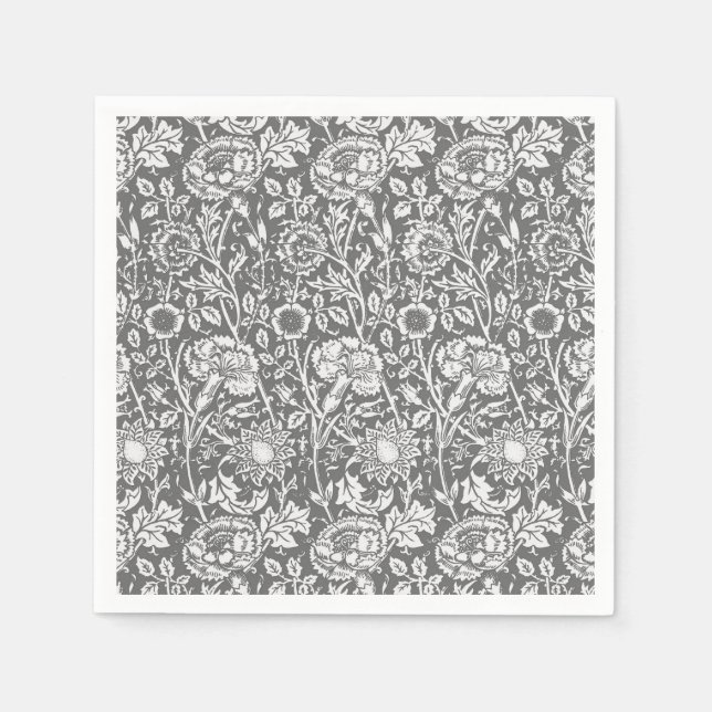 Serviette En Papier Art Nouveau Carnation Damas, gris / gris (Devant)