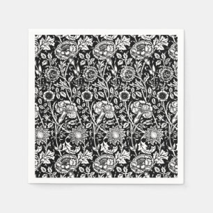 Serviette En Papier Art nouveau Carnation Damask, noir et blanc