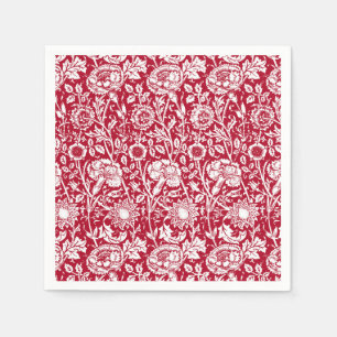 Serviette En Papier Art Nouveau Carnation Damask, rouge et blanc