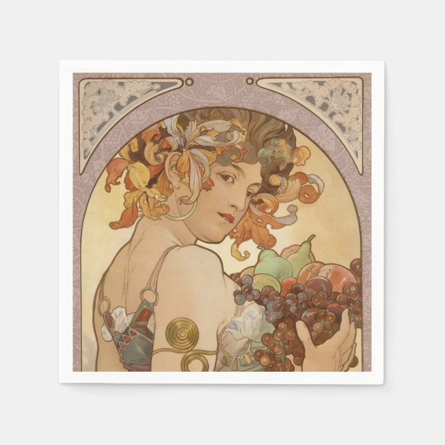 Serviette En Papier Art Nouveau Femme Mucha Belle (Devant)