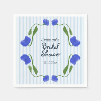 Serviette En Papier Art Nouveau floral bleu Baby Shower