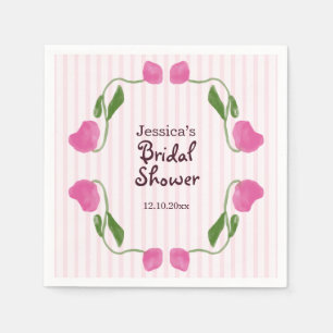 Serviette En Papier Art Nouveau Floral Rose Fête de Mariage