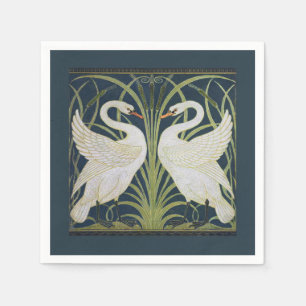Serviette En Papier Art Nouveau Swan Deux Swans