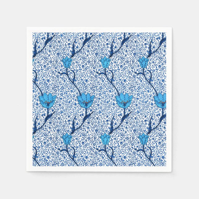 Serviette En Papier Art Nouveau Tulip Damask, Cobalt Blue (Devant)