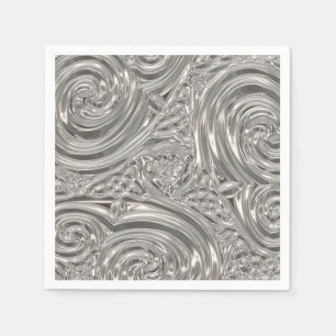 Serviette En Papier Art nouveau victorien élégant en argent