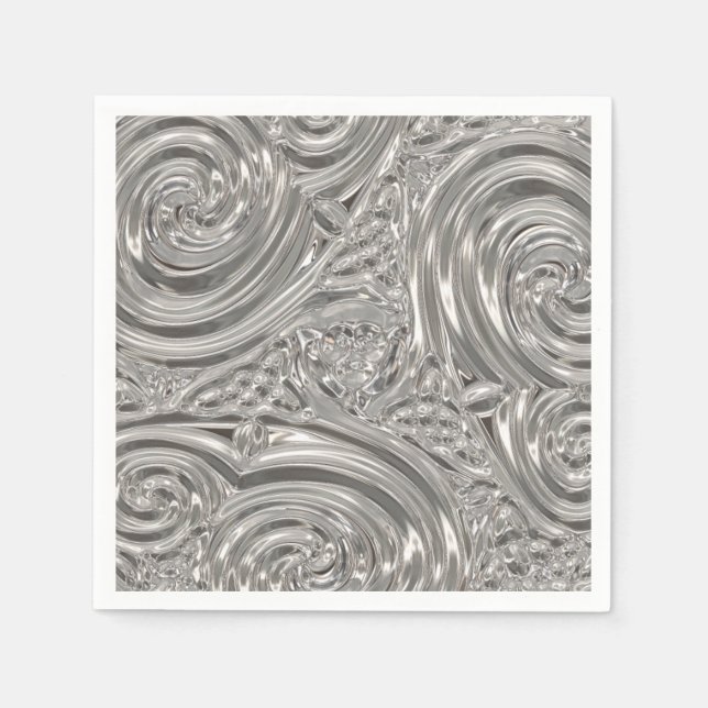 Serviette En Papier Art nouveau victorien élégant en argent (Devant)