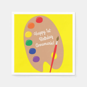 Serviette En Papier Art Paint Palette Cute 1ère fête d'anniversaire