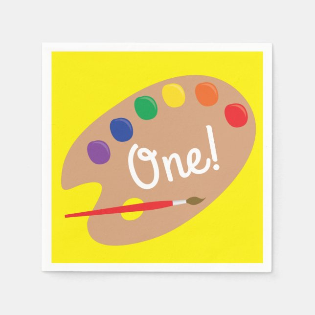 Serviette En Papier Art Paint Palette Cute Kid's Birthday Party (Devant)