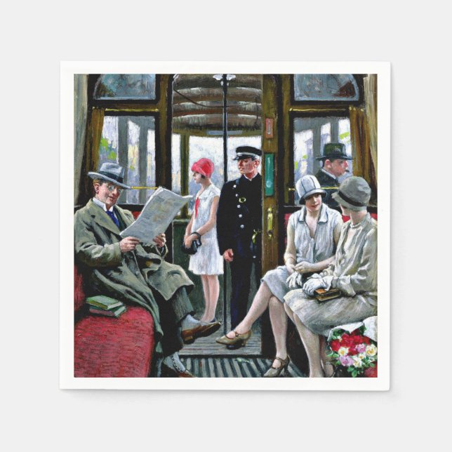Serviette En Papier Art Paul-Gustave Fischer - Tram Copenhague (Devant)