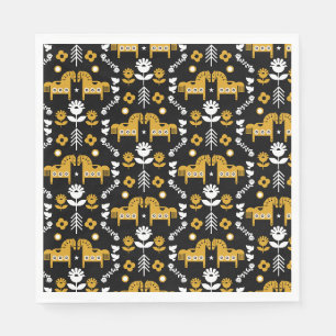 Serviette En Papier Art populaire de cheval scandinave