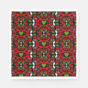 Serviette En Papier Art populaire de fleurs abstraites boho