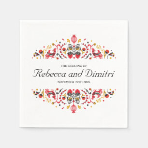 Serviette En Papier Art populaire russe Khokhloma mariage élégant