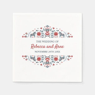Serviette En Papier Art populaire scandinave   Mariage personnalisé