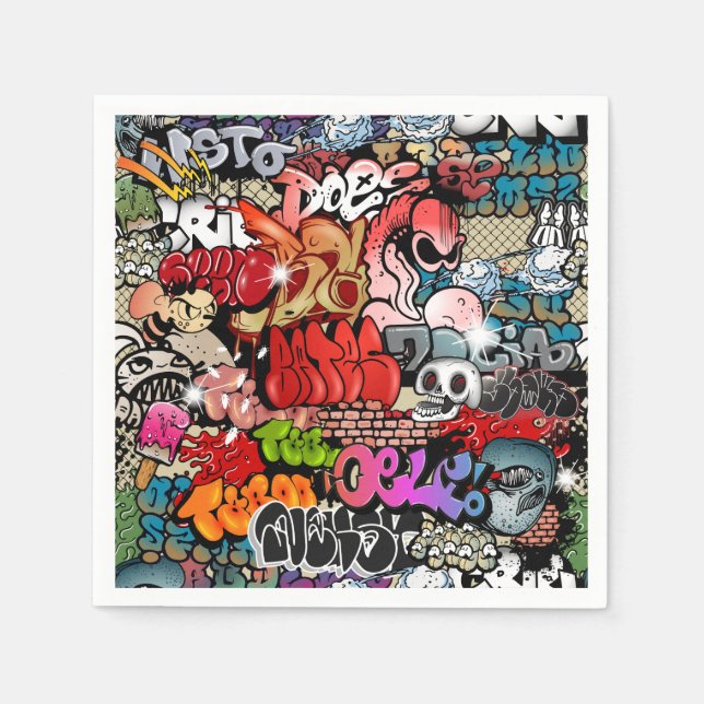 Serviette En Papier Art urbain dynamique de rue Graffiti art motif (Devant)