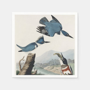 Serviette En Papier Art vintage du martin-pêcheur à ceinture d'Audubon