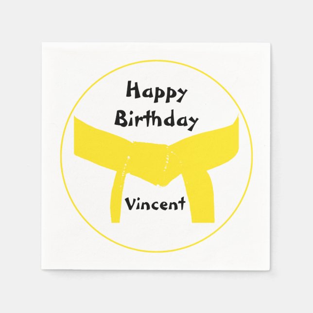 Serviette En Papier Arts martiaux Ceinture jaune Anniversaire (Devant)