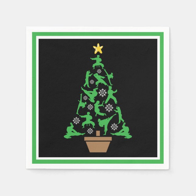 Serviette En Papier Arts martiaux féminins - Karate Arbre de Noël pour (Devant)