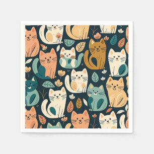 Serviette En Papier Artsy Chat Motif mignonne