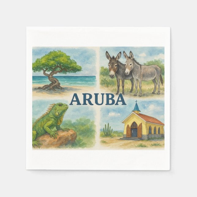 Serviette En Papier Aruba multivu aquarelle (Devant)