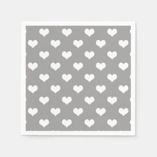 Serviette En Papier Ash Grey Love Heart Motif Design