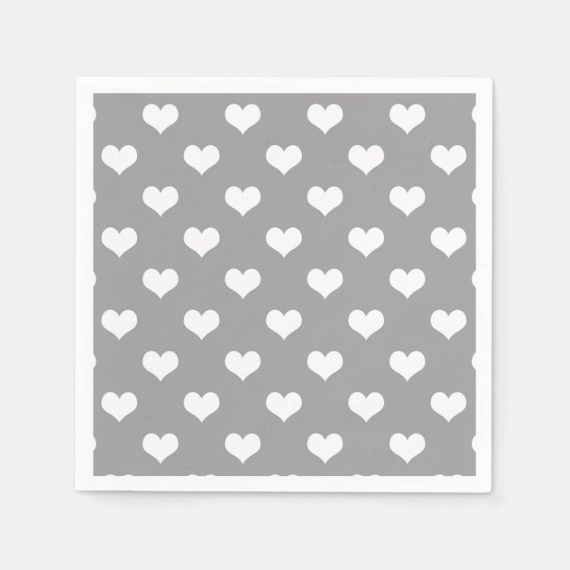 Serviette En Papier Ash Grey Love Heart Motif Design (Devant)