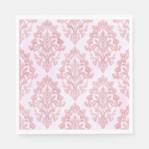 Serviette En Papier Assez en rose motif damassé victorien à l'aquarell
