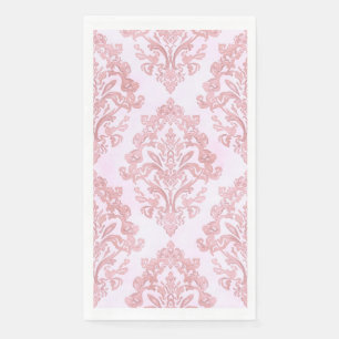 Serviette En Papier Assez en rose motif damassé victorien à l'aquarell