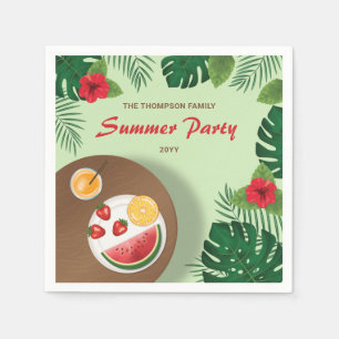 Serviette En Papier Assiette de Fruits Jardin Vert Été Pique-Nique Fêt