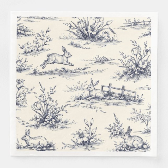 Serviette En Papier Assiettes de Lapin de Pâques (Devant)