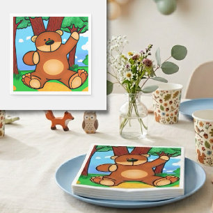 Serviette En Papier Assiettes En Carton Ours dans la prairie - Bear in