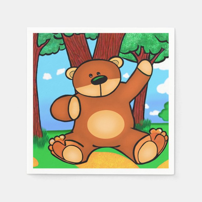 Serviette En Papier Assiettes En Carton Ours dans la prairie - Bear in (Devant)