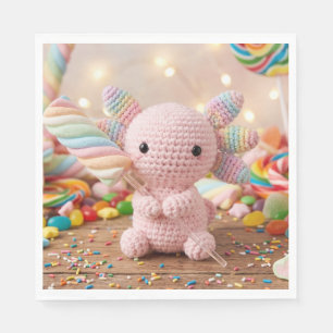 Serviette En Papier Assiettes en papier Bonbons pastel Axolotl rose au