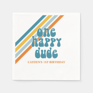 Serviette En Papier Assiettes en papier pour anniversaire One Happy Du