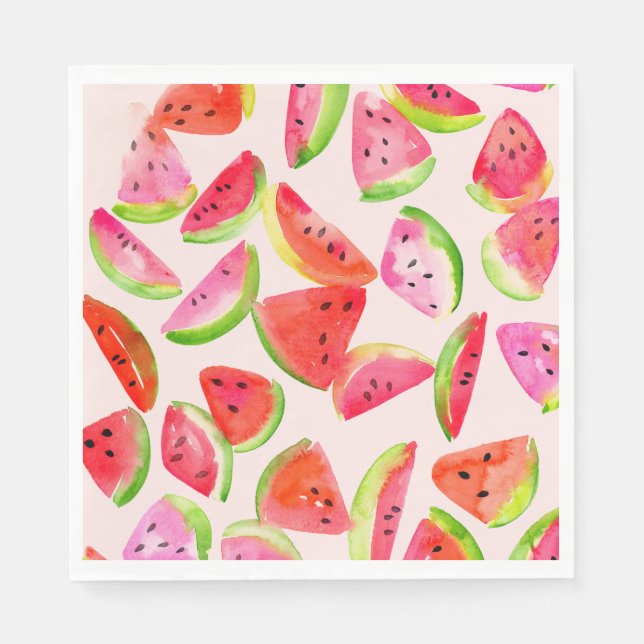 Serviette En Papier Assiettes en papier Tranche de pastèque d'été (Devant)