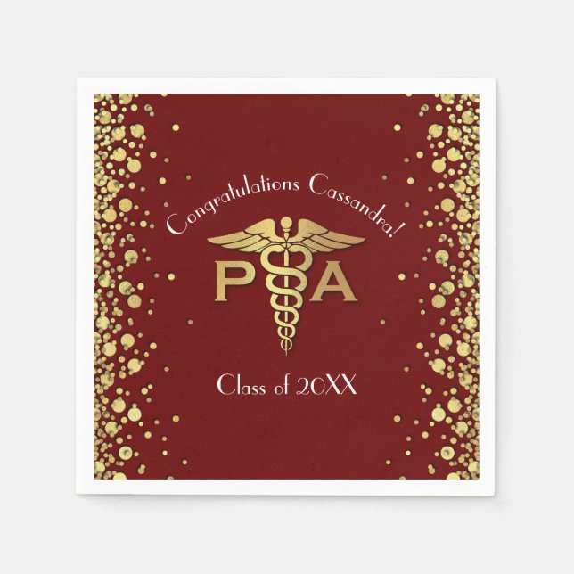 Serviette En Papier Assistant de médecin PA Diplômé Marron Or (Devant)