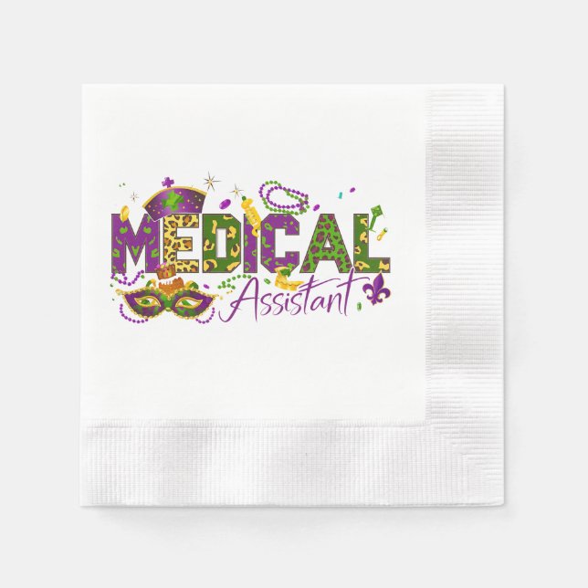 Serviette En Papier Assistant Médical - Mardi Gras (Devant)