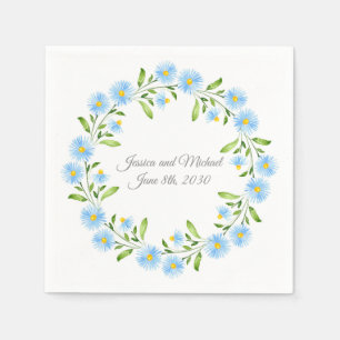 Serviette En Papier Asters Watercolor Floral Wreath