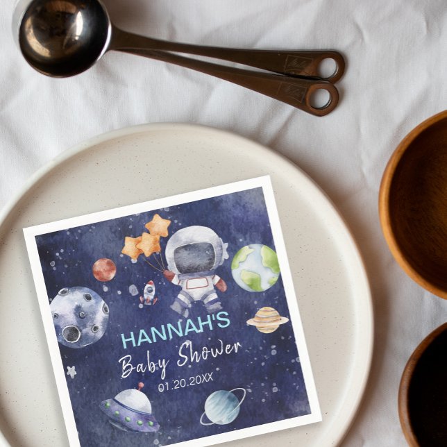 Serviette En Papier Astronaut Espace extra-atmosphérique Baby shower d (Astronaut Outer Space Boy Baby Shower Party Napkins)