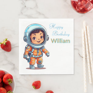 Serviette En Papier Astronaut personnalisé Joyeux anniversaire