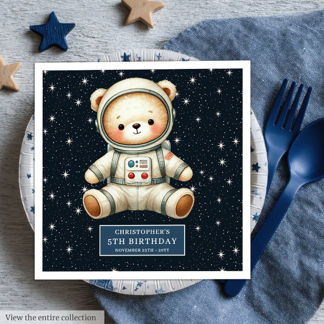 Serviette En Papier Astronaut personnalisé Teddy Napkins Baby shower B (Personalized Astronaut Teddy Napkins Baby Shower Boy)