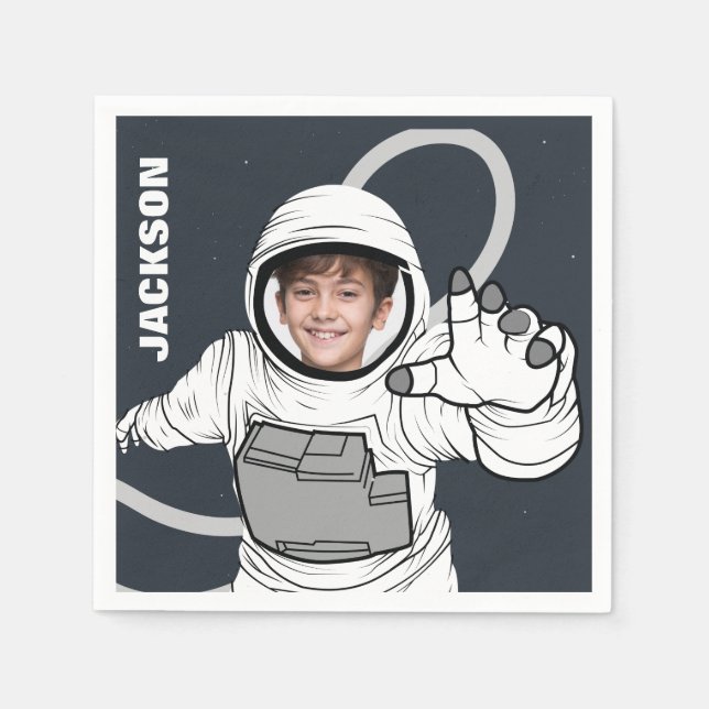 Serviette En Papier Astronaut photo Anniversaire personnalisé (Devant)
